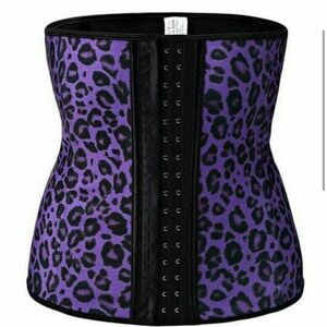 Purple cheetah latex waist trainer